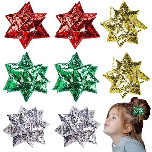 EATAN 8 Stücke Weihnachtsschleife Haarspangen für Mädchen, Glitzer Weihnachten Schleife Haarspangen Festliche Glitzer Schleife Haarspangen Festliche Haarschmuck Party Gefälligkeiten von EATAN