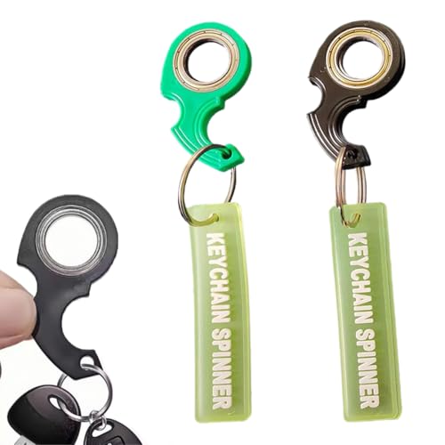 EAVUYIS 2 Stück Spinning Keychain Schlüssel Spinner Spielzeug Leuchtende Streifendekoration Schlüsselanhänger Ring Spielzeug für Fingertraining Geeignet Kinder und Erwachsene von EAVUYIS