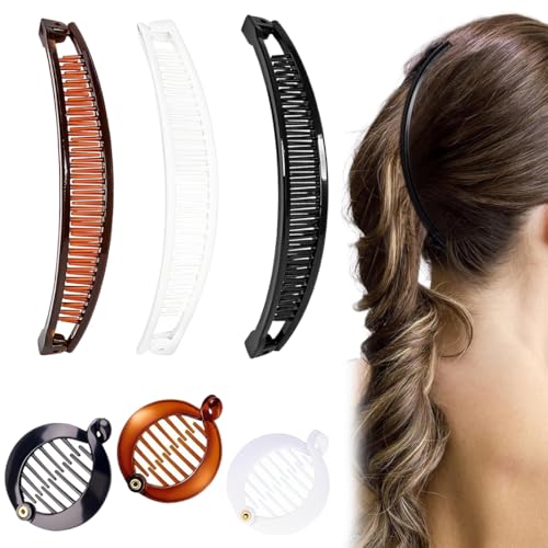 EAVUYIS 6 Stück Damen Bananen-Haarspangen, Fisch-Clips, lange Haarspangen, Bananenhaarkamm,Banana Clip Dickes Haar,Haarklammer Mädchen,Haarbananenspange,Fish Clips Ponytail Holder Clip von EAVUYIS