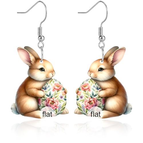 EAVUYIS Cute Ostereier Kaninchen Ohrringe Acryl Osterhase Dangle Schmuck Geschenke für Damen Mädchen lustig Ostern Deko von EAVUYIS