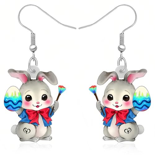 EAVUYIS Cute Ostereier Kaninchen Ohrringe Acryl Osterhase Dangle Schmuck Geschenke für Damen Mädchen lustig Ostern Deko von EAVUYIS