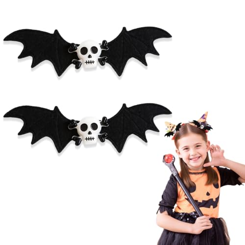 EAVUYIS Halloween Haarspangen, 2Pcs Halloween Haar Clips Horror Fledermaus Flügel Haar Clip Schädel Haarspange Cosplay Mädchen Haarschmuck Haarspange Kopfschmuck Festival Haarnadel von EAVUYIS