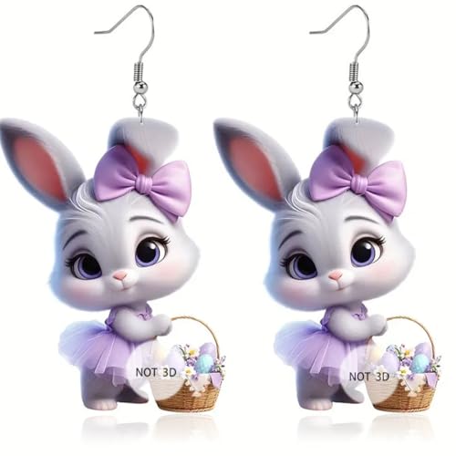 EAVUYIS Hasenohrringe Cute Ostereier Kaninchen Ohrringe Acryl Osterhase Dangle Schmuck Geschenke für Damen Mädchen lustig Ostern Deko von EAVUYIS