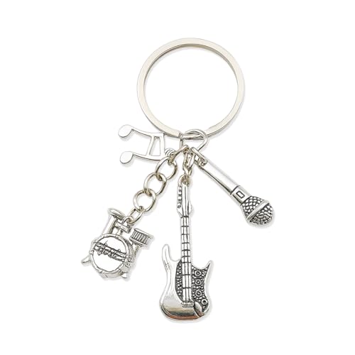 EAVUYIS Mikrofon Schlüsselanhänger mit Geschenkbox Mic klein Schlüsselanhänger Anhänger Silber Weihnachten Valentinstag Halloween Thanksgiving Geschenke für Männer und Frauen von EAVUYIS