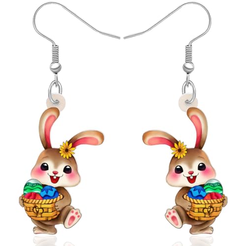 EAVUYIS Ostern Hasen Ohrringe Cute Ostereier Kaninchen Ohrringe Acryl Osterhase Dangle Schmuck Geschenke für Damen Mädchen lustig Ostern Deko von EAVUYIS