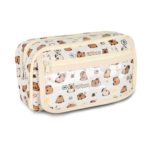Capybara Federmäppchen mit Fächern, Tragbares Federmäppchen Niedliches Mäppchen Geschenk, Mädchen Jungen schulsachen Federmappe, Capybara Sachen Süßes Schreibwaren für Kinder (Capybara) von EAZHOP