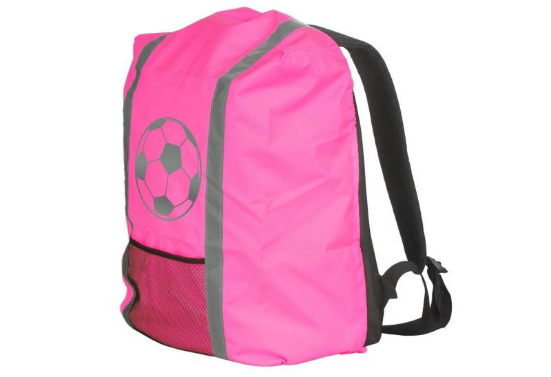 EAZY CASE Rucksack-Regenschutz Reflektor-Überzug Schutzhülle Fußball, Reflektierender Regenüberzug für Rucksäcke wasserabweisend Neon Pink von EAZY CASE