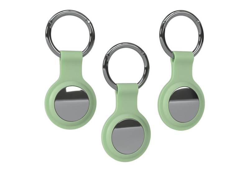 EAZY CASE Schlüsselanhänger 3er Set Silikon Anhänger kompatibel Apple AirTag, Airtags Hülle mit Silikon Rand Weich Tracker Karabiner Grün von EAZY CASE