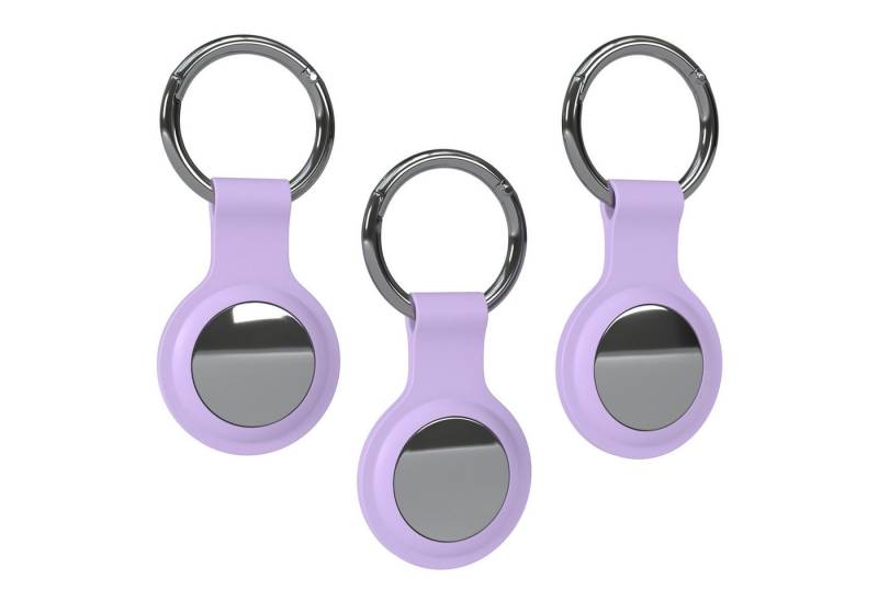 EAZY CASE Schlüsselanhänger 3er Set Silikon Anhänger kompatibel Apple AirTag, Airtags Hülle mit Silikon Rand Weich Tracker Karabiner Lila von EAZY CASE