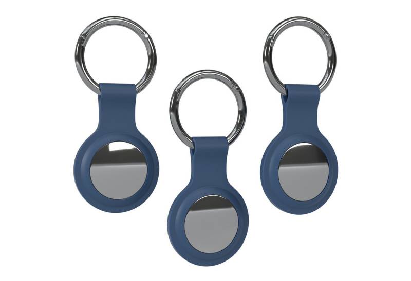 EAZY CASE Schlüsselanhänger 3er Set Silikon Anhänger kompatibel Apple AirTag, Airtags Hülle mit Silikon Rand Weich Tracker Karabiner Nacht Blau von EAZY CASE