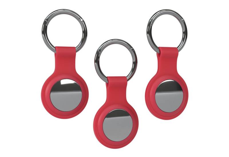 EAZY CASE Schlüsselanhänger 3er Set Silikon Anhänger kompatibel Apple AirTag, Airtags Hülle mit Silikon Rand Weich Tracker Karabiner Rot von EAZY CASE