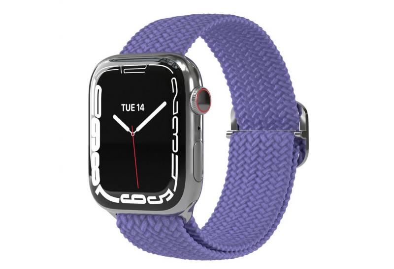 EAZY CASE Uhrenarmband Flechtband für iWatch 9 8 7 6 5 4 3 2 1 SE Ultra, Modearmband für Uhr zum Wechseln Boho Flechtarmband Solo Loop Lila von EAZY CASE