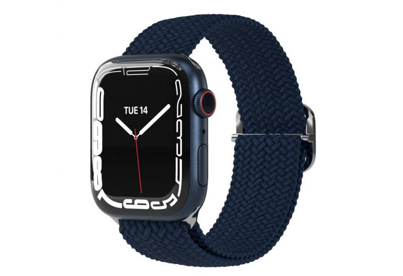 EAZY CASE Uhrenarmband Flechtband für iWatch 9 8 7 6 5 4 3 2 1 SE Ultra, verstellbares Flechtarmband 42-49 mm Unisex Wechselband flexibel Grau von EAZY CASE