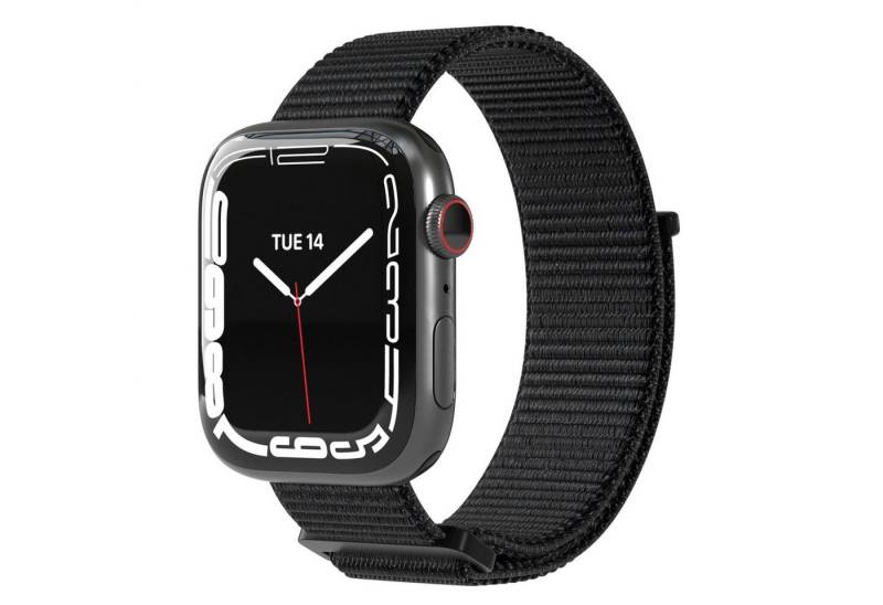 EAZY CASE Uhrenarmband Nylon Band für iWatch 11 10 9 8 7 6 5 4 3 2 SE Ultra, Sport Armband verstellbares Nylon Band mit Klettverschluss Schwarz von EAZY CASE