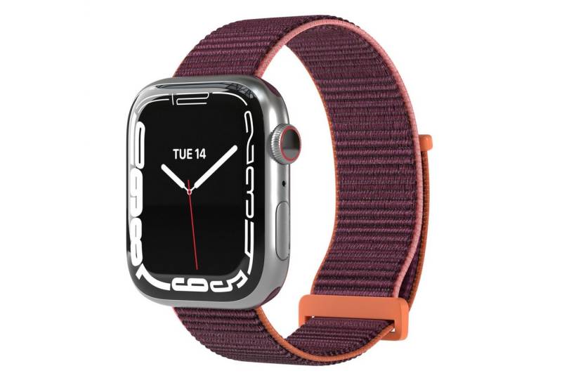 EAZY CASE Uhrenarmband Nylon Band für iWatch 11 10 9 8 7 6 5 4 3 2 SE Ultra, Sport Loop Damen Uhrenband Nylon Band Klettverschluss Orange Beere von EAZY CASE
