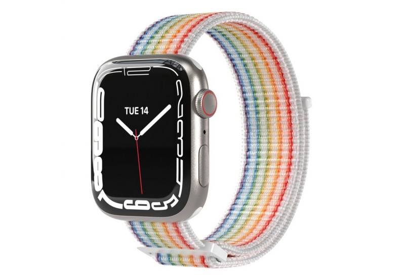 EAZY CASE Uhrenarmband Nylon Band für iWatch 11 10 9 8 7 6 5 4 3 2 SE Ultra, Sport Loop Klettverschluss Damen Herren Uhrenband Joggen Stoff Rainbow von EAZY CASE