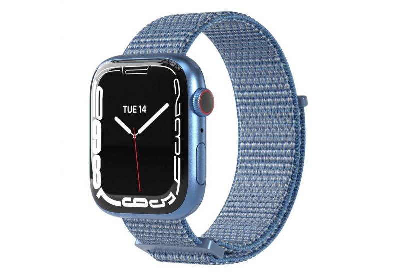 EAZY CASE Uhrenarmband Nylon Band für iWatch 9 8 7 6 5 4 3 2 1 SE Ultra, verstellbares Nylon Band 38-41mm Sport Loop flexibel weich Hellblau von EAZY CASE