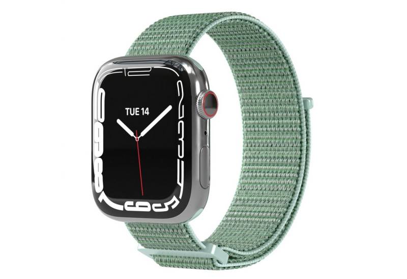 EAZY CASE Uhrenarmband Nylon Band für iWatch 9 8 7 6 5 4 3 2 1 SE Ultra, verstellbares Nylon Band 42-49 mm Sport Loop flexibel weich Mint Grün von EAZY CASE