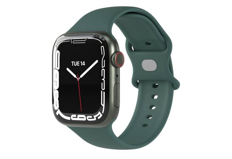 EAZY CASE Uhrenarmband Silicon Armband iWatch 11 10 9 8 7 6 5 4 3 2 SE Ultra, Sport Loop Herren Damen Uhrenband Silikon Band Druckknöpfe Dunkelgrün von EAZY CASE