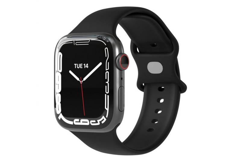 EAZY CASE Uhrenarmband Silicon Armband iWatch 9 8 7 6 5 4 3 2 1 SE Ultra, Ersatzarmband Apple iWatch 41mm 40mm 38mm Sport Band flexibel Schwarz von EAZY CASE