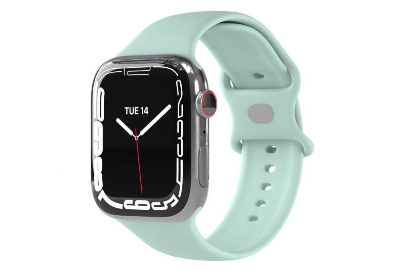 EAZY CASE Uhrenarmband Silicon Armband iWatch 9 8 7 6 5 4 3 2 1 SE Ultra, Sport Herren Damen Uhrenband Silikon Metallknopfverschluss Mintgrün von EAZY CASE