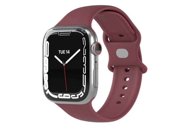 EAZY CASE Uhrenarmband Silicon Armband iWatch 9 8 7 6 5 4 3 2 1 SE Ultra, Uhrenarmband Watch Series 41mm 40mm 38mm Knopf Verschluss Bordeaux Rot von EAZY CASE