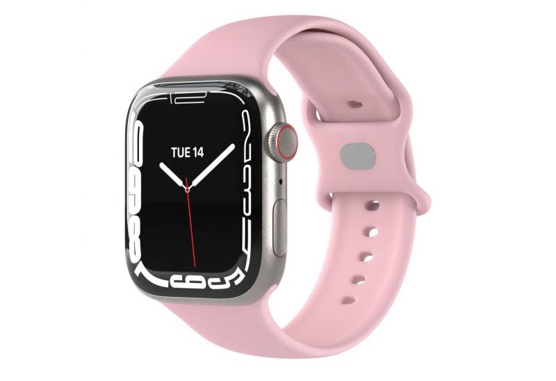 EAZY CASE Uhrenarmband Silicon Armband iWatch 9 8 7 6 5 4 3 2 1 SE Ultra, Uhrenband mit Druckverschluss Damen Herren Joggen Armband Silicon Rose von EAZY CASE