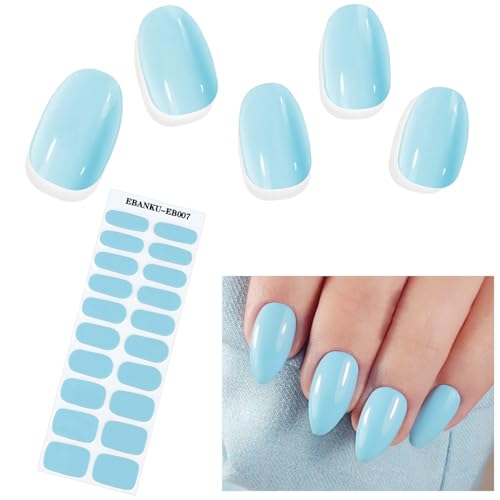 EBANKU 20PCS UV Gel Nagelfolie, Mint Blau Nagelfolie Selbstklebend UV Gel Wraps Nagelaufkleber Nagelfolie UV Härtend mit Nagelfeile und Stick fur Frauen Mädchen Nageldekoration von EBANKU