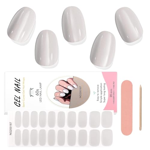 EBANKU 20PCS UV Gel Nagelfolie, Glasur Grau Nagelfolie Selbstklebend UV Gel Wraps Nagelaufkleber Nagelfolie UV Härtend mit Nagelfeile und Stick fur Frauen Mädchen Nageldekoration von EBANKU