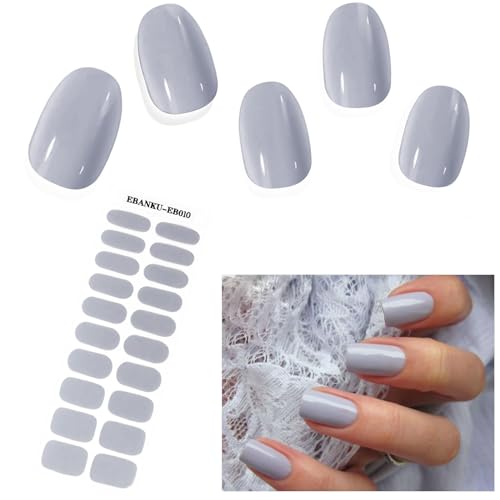 EBANKU 20PCS UV Gel Nagelfolie, Grau Nagelfolie Selbstklebend UV Gel Wraps Nagelaufkleber Nagelfolie UV Härtend mit Nagelfeile und Stick fur Frauen Mädchen Nageldekoration von EBANKU