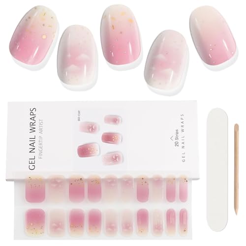 EBANKU 20PCS UV Gel Nagelfolie, Rosa Farbverlauf Swolke Nagelfolie Selbstklebend UV Gel Wraps Nagelaufkleber Nagelfolie UV Härtend mit Nagelfeile und Stick fur Frauen Mädchen Nageldekoration von EBANKU
