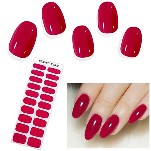 EBANKU 20PCS UV Gel Nagelfolie, Rot Nagelfolie Selbstklebend UV Gel Wraps Nagelaufkleber Nagelfolie UV Härtend mit Nagelfeile und Stick fur Frauen Mädchen Nageldekoration von EBANKU