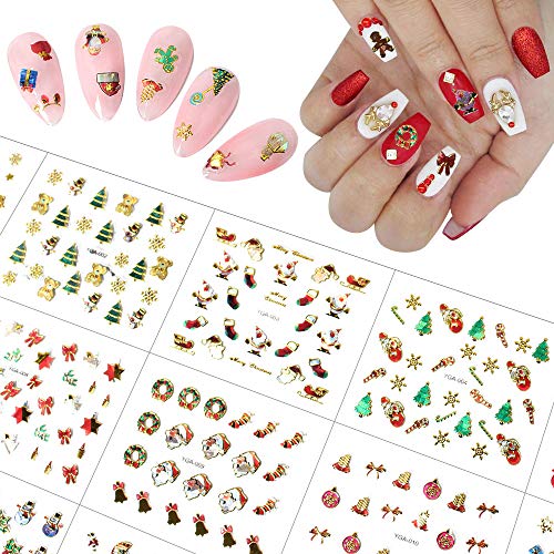 EBANKU 24 Blatt Weihnachten Nail Art Sticker Selbstklebend Nagelaufkleber 3D Nagel Kunst Design Aufkleber Weihnachtsmann Rentier Christmas DIY Nagel Art Dekoration von EBANKU