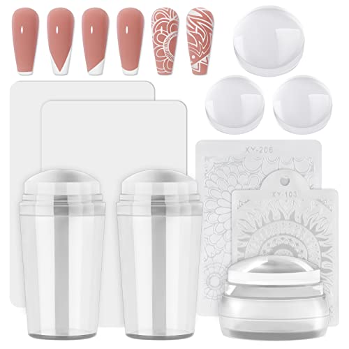 EBANKU Klar Nail Art Stamper Schaber Set Und Ersetzen Stempelkopf, Transparent Silikon Marshmallow Nagel Stempel für DIY Kreative Nagelkunstwerkzeuge Zubehör (3 Stück) von EBANKU