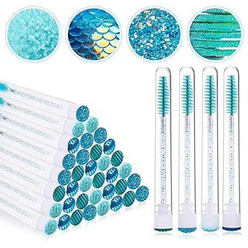 EBANKU 40 Stück Blau Diamant Leere Mascara Tube Set, Wimpernbürste Tubes Leere Mascara Wand Tube Make-up Pinsel Mascara Pinsel für Wimpernverlängerung von EBANKU