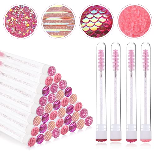 EBANKU 40 Stück Rosa Diamant Leere Mascara Tube Set, Wimpernbürste Tubes Leere Mascara Wand Tube Make-up Pinsel Mascara Pinsel für Wimpernverlängerung von EBANKU