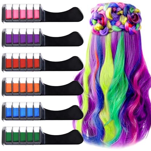 EBANKU 6 Stück Haarfarbe kamm mit Deckel, Haarkreide Kamm Auswaschbar Temporär Haarfarbe ungiftig Haarfärbemittel Kreide Kamm für Kinder Party, Cosplay, Christmas, Karneval, Weihnachten (Schwarz) von EBANKU