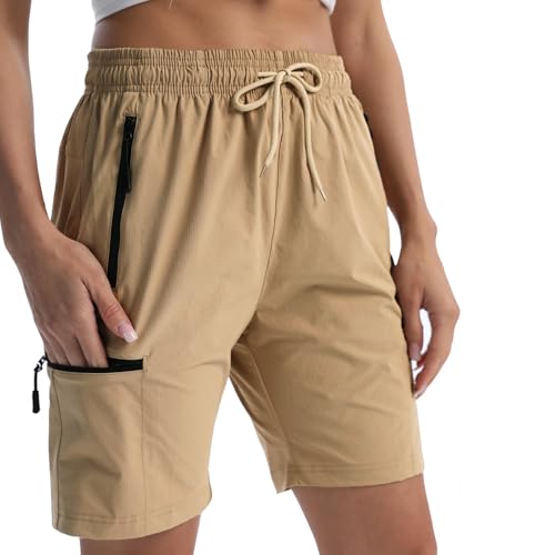 EBANKU Damen Cargoshorts zum Wandern, schnelltrocknende, leichte Sommershorts für Damen, Reisen, Sport, Golf mit Reißverschlusstaschen EBANKU Damen Cargoshorts zum Wandern, schnelltrocknende, leichte Sommershorts für Damen, Reisen, Sport, Golf mit Reißverschlusstaschen von EBANKU