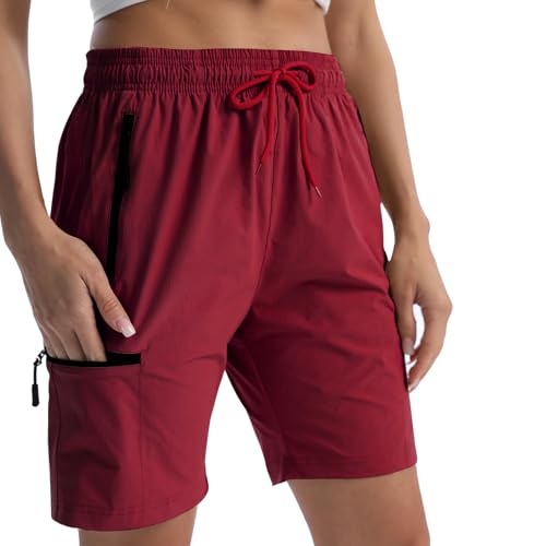 EBANKU Damen Cargoshorts zum Wandern, schnelltrocknende, leichte Sommershorts für Damen, Reisen, Sport, Golf mit Reißverschlusstaschen EBANKU Damen Cargoshorts zum Wandern, schnelltrocknende, leichte Sommershorts für Damen, Reisen, Sport, Golf mit Reißverschlusstaschen von EBANKU