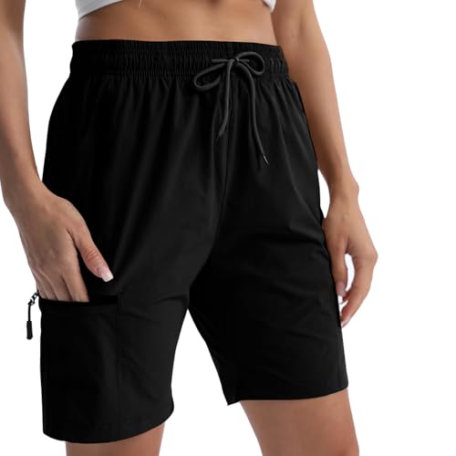 EBANKU Damen Cargoshorts zum Wandern, schnelltrocknende, leichte Sommershorts für Damen, Reisen, Sport, Golf mit Reißverschlusstaschen EBANKU Damen Cargoshorts zum Wandern, schnelltrocknende, leichte Sommershorts für Damen, Reisen, Sport, Golf mit Reißverschlusstaschen von EBANKU