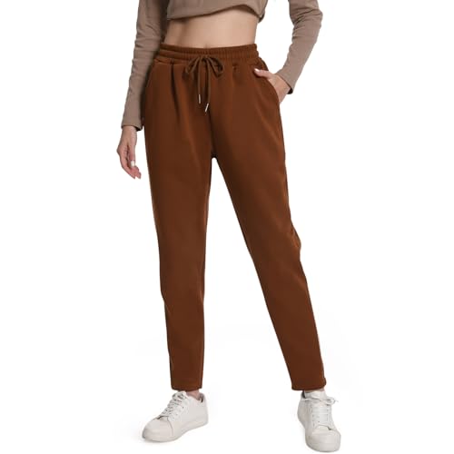 EBANKU Damen Jogginghose mit Sherpa Futter und Taschen, Fleece gefütterte Jogginghose, warme Dicke Hose Trainingsanzug für Freizeit, Fitnessstudio und Joggen von EBANKU
