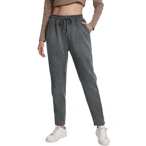 EBANKU Damen Jogginghose mit Sherpa Futter und Taschen, Fleece gefütterte Jogginghose, warme Dicke Hose Trainingsanzug für Freizeit, Fitnessstudio und Joggen von EBANKU