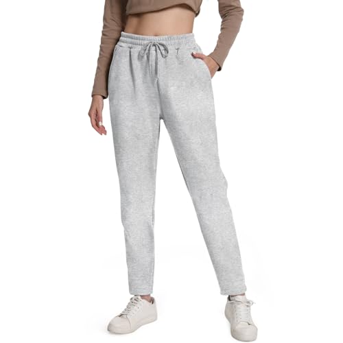 EBANKU Damen Jogginghose mit Sherpa Futter und Taschen, Fleece gefütterte Jogginghose, warme Dicke Hose Trainingsanzug für Freizeit, Fitnessstudio und Joggen von EBANKU