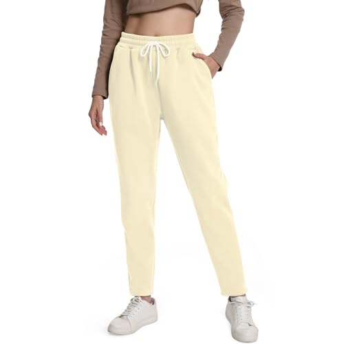 EBANKU Damen Jogginghose mit Sherpa Futter und Taschen, Fleece gefütterte Jogginghose, warme Dicke Hose Trainingsanzug für Freizeit, Fitnessstudio und Joggen von EBANKU