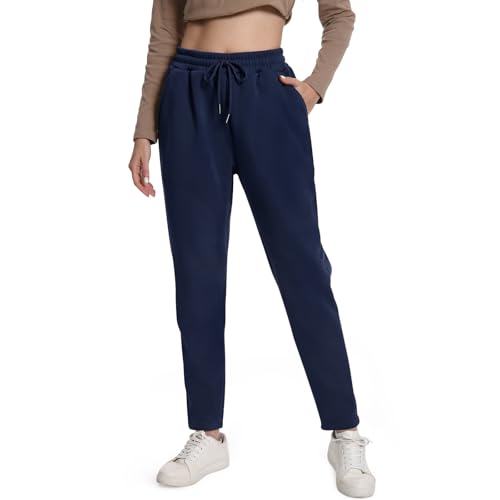 EBANKU Damen Jogginghose mit Sherpa Futter und Taschen, Fleece gefütterte Jogginghose, warme Dicke Hose Trainingsanzug für Freizeit, Fitnessstudio und Joggen von EBANKU