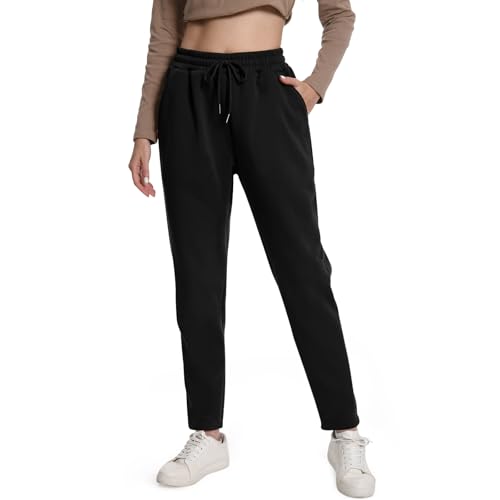 EBANKU Damen Jogginghose mit Sherpa Futter und Taschen, Fleece gefütterte Jogginghose, warme Dicke Hose Trainingsanzug für Freizeit, Fitnessstudio und Joggen von EBANKU