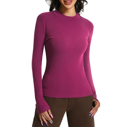 EBANKU Langarm Oberteile für Damen Rollkragen Unterzieher eng anliegend schmal geschnitten einfarbig Dehnbare T-Shirt Oberteile von EBANKU