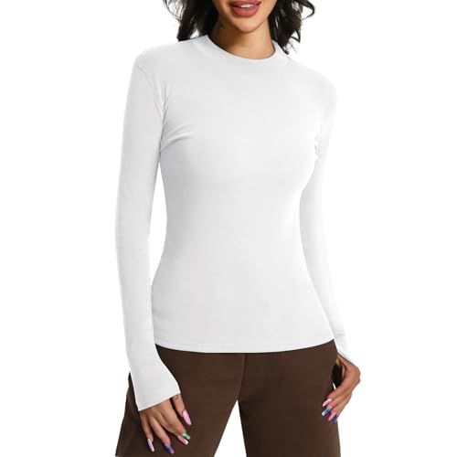EBANKU Langarm Oberteile für Damen Rollkragen Unterzieher eng anliegend schmal geschnitten einfarbig Dehnbare T-Shirt Oberteile von EBANKU