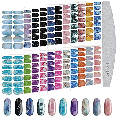 EBANKU Nagelfolie Selbstklebend Marmorierung, 22 Blatt Nagelaufkleber Sticker, Nagelaufkleber Selbstklebende Wasserdichte Full Wraps Nagellackaufkleber Nail Art Dekorationen von EBANKU