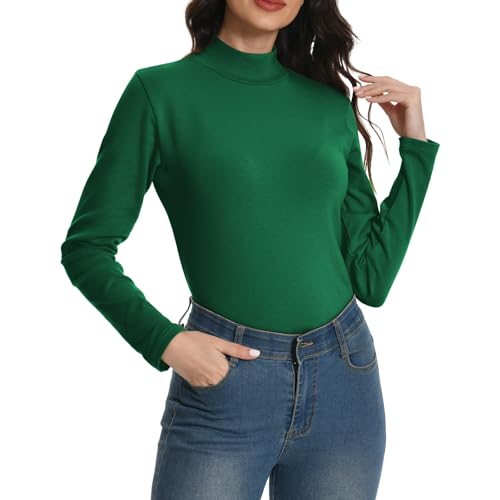 EBANKU Thermo Oberteile für Damen mit Langen Ärmeln, Rollkragen Unterzieher eng anliegend schlicht Stretch T-Shirt Oberteile von EBANKU